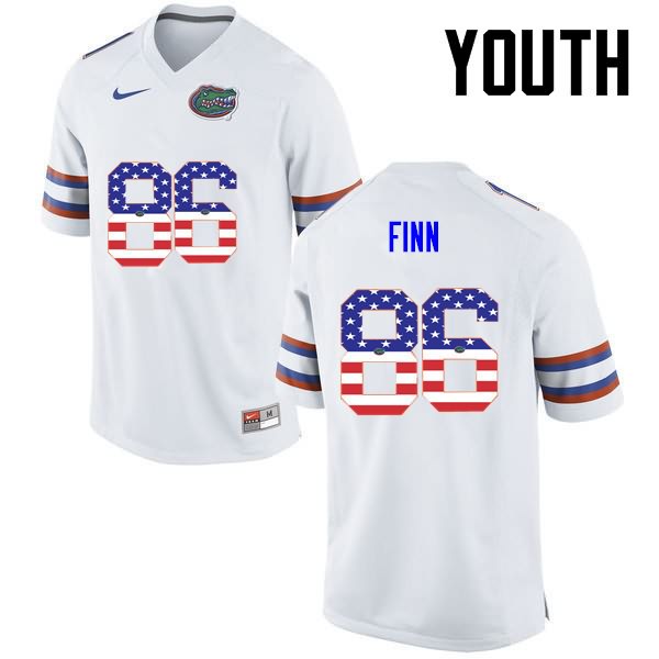 NCAA Florida Gators Jacob Finn Youth #86 USA Flag Fashion Nike White Stitched Authentic College Football Jersey ERF4064WI